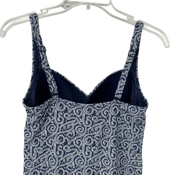 Nip Tuck Swimsuit One Piece Size 6 Slimming Ruched Navy Blue Vine Swirl Classic - Picture 5 of 10